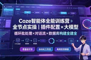 （19324期）Coze智能体全能训练营：全节点实操｜插件配置×大模型×循环批处理×对话流×数据库构建全教学