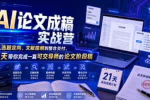 AI论文成稿实战营，从选题定向、文献提纲到整合交付，21天带你完成一篇可交导师的论文阶段稿