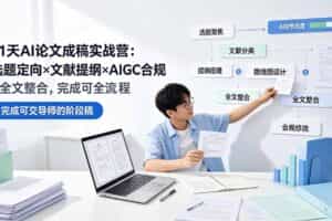 （19334期）21天AI论文成稿实战营：选题定向×文献提纲×AIGC合规×全文整合，完成可交导师的阶段稿