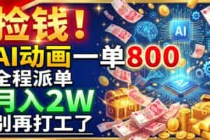（19330期）捡钱！AI动画一单800，全程派单，月入2W，别再打工了