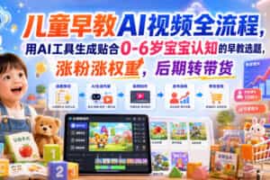 儿童早教AI视频全流程，用AI工具生成贴合0-6岁宝宝认知的早教选题，涨粉涨权重，后期转带货