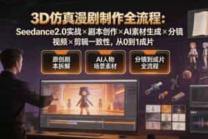 （19341期）3D仿真漫剧制作全流程：Seedance2.0实战×剧本创作×AI素材生成×分镜视频×剪辑一致性，从0到1成片