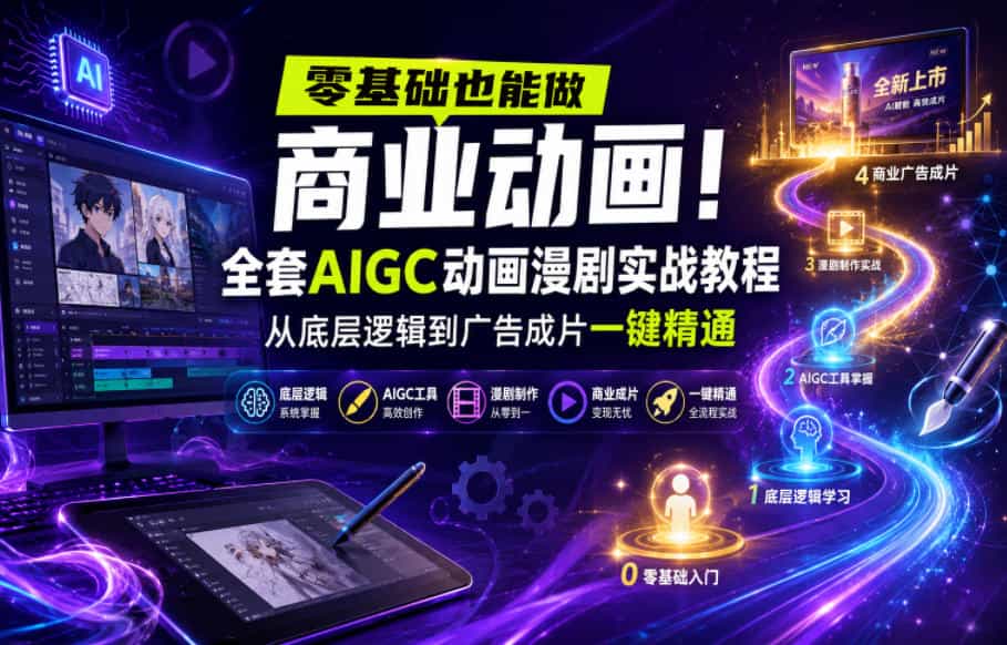 零基础也能做商业动画！全套AIGC动画漫剧实战教程，从底层逻辑到广告成片一键精通（更新0715）