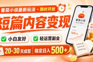 番茄小说最新短篇玩法，稳定日入500+！副业必看，小白可玩，限时开放【揭秘】