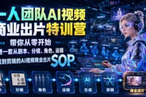 一人团队AI视频商业出片实战课：带你从零开始跑通一套从剧本、分镜、角色、运镜、生成到剪辑的AI视频商业出片SOP