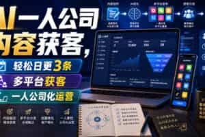 AI一人公司内容获客，轻松日更3条，多平台获客，一人公司化运营
