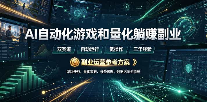 AI自动化游戏和量化躺賺副业：日入几张，稳定运行三年的项目！【揭秘】