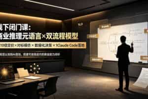 （19381期）线下闭门课：商业推理元语言×双流程模型×10倍定价×对标模仿×数据化决策×Claude Code落地，击穿认知盲区
