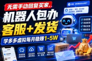 无需手动回复买家，机器人包办客服+发货，学多多虚拟每月稳賺1-5W【揭秘】