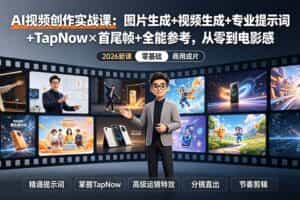 （19383期）AI视频创作实战课：图片生成+视频生成+专业提示词+TapNow×首尾帧+全能参考，从零到电影感成片