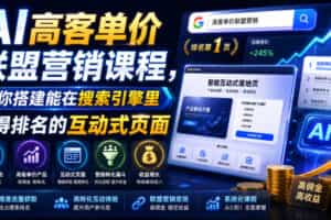 AI高客单价联盟营销课程，教你搭建能在搜索引擎里获得排名的互动式页面，引来流量，把访客转化为高佣金的成交【原创双语字幕】
