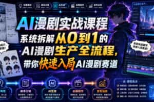 AI漫剧实战课程，系统拆解从0到1的AI漫剧生产全流程，带你快速入局AI漫剧赛道