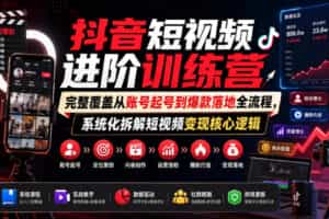 抖音短视频进阶训练营，完整覆盖从账号起号到爆款落地全流程，系统化拆解短视频变现核心逻辑