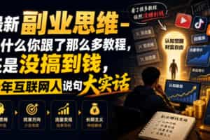 最新副业思维-为什么你跟了那么多教程，还是没搞到钱，十年互联网人说句大实话【揭秘】