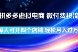 拼多多虚拟电商，微付费投流玩法，每人可开四个店，轻松月入过1W【揭秘】