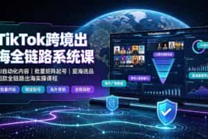 （19425期）TikTok跨境出海全链路系统课-2026年7月：AI自动化内容｜批量矩阵起号｜蓝海选品回款全链路出海实操课程
