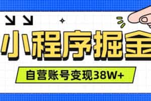 微信小程序掘金，团队自营小程序累计变现38W+，稳定运营三年，一部手机即可操作【揭秘】