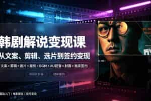 （19438期）抖音270W粉丝博主亲授韩剧解说课：文案×剪辑×选片×版权×BGM×AU配音×封面×独家签约，零基础到变现