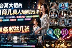 （19437期）AI育儿真人短剧变现课：AI写剧本×AI生成画面×零成本产出×伙伴计划×分成计划×光合计划×商单收徒