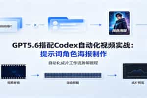 GPT5.6搭配Codex自动化视频实战：提示词角色海报制作，自动化成片工作流拆解教程