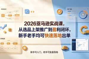 （19467期）2026亚马逊实战课，从选品上架推广到盈利闭环，新手老手均可快速落地出单