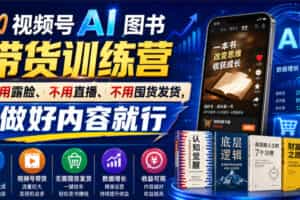 视频号AI图书带货训练营，不用露脸、不用直播、不用囤货发货，做好内容就行，一条爆款视频佣金8942