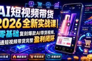 AI短视频带货2026全新实战课｜零基础复刻爆款AI带货视频，跑通短视频带货完整盈利闭环