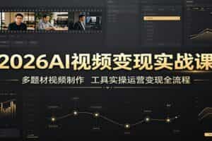 2026AI视频变现实战课：多题材视频制作，工具实操运营变现全流程