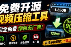 Github开源视频压缩瘦身工具，轻松压缩90%，并保持画质清晰，完全免费绿色无广告！VideoSlim