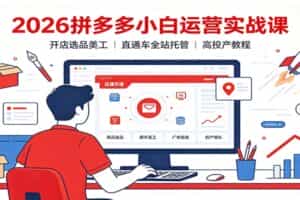 2026拼多多小白运营实战课：开店选品美工，直通车全站托管高投产教程