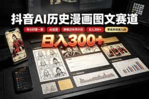 （19498期）抖音AI历史漫画图文赛道：半小时更一条×AI出图×邪修过伙伴计划×日入300+，零成本快速入局