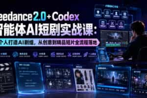 Seedance2.0+Codex智能体AI短剧实战课：一个人打造AI剧组，从创意到精品短片全流程