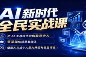 （19519期）AI新时代全民实战课，把 AI 工具转化为创收竞争力，零基础吃透整套玩法，借助AI完成个人能力升级与收益增收。