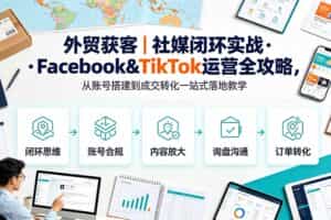 （19526期）外贸获客｜社媒闭环实战·Facebook&TikTok运营全攻略，从账号搭建到成交转化一站式落地教学