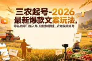（19537期）三农起号-2026 最新爆款文案玩法，零基础零门槛入局，轻松做原创三农短视频账号