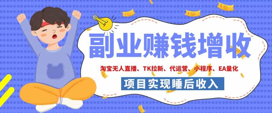 2026年多个真实落地副业项目，手把手带你搭建被动收入管道（淘宝无人直播、海外TK拉新、CSGO饰品交易、去水印小程序等）【揭秘】