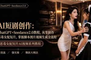 （19545期）AI短剧创作：ChatGPT+Seedance2.0教程，从零制作恶毒女配短片，掌握脚本图片视频生成全流程