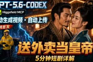 GPT-5.6 Codex+Higgsfield MCP：一条指令生成5分钟短剧并自动上传YouTube（油管）