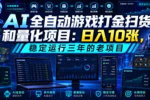 AI全自动游戏打金扫货和量化项目：日入10张，稳定运行三年的老项目！【揭秘】