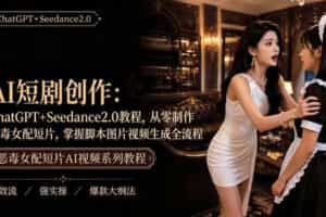 AI短剧从零创作实战课｜ChatGPT脚本撰写+Seedance2.0视频生成，恶毒女配短剧全流程教程