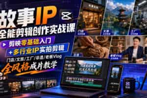 故事IP全能剪辑创作实战课｜剪映零基础入门+多行业IP实拍剪辑，门店/文旅/工厂/非遗/老板Vlog全风格成片教学