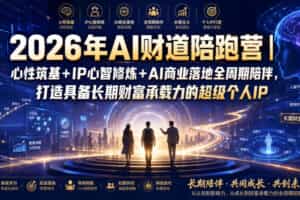 2026年AI财道陪跑营｜心性筑基+IP心智修炼+AI商业落地全周期陪伴，打造具备长期财富承载力的超级个人IP