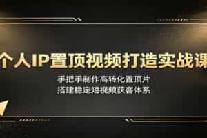 个人IP置顶视频打造实战课：手把手制作高转化置顶片，搭建稳定短视频获客体系