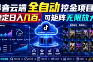 Dy云端全自动挖金项目，稳定日入几百，可矩阵无限放大！【揭秘】