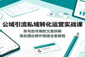 公域引流私域转化运营实战课：账号起号爆款文案拆解，朋友圈社群IP搭建全套教程