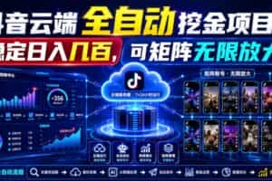 Dy云端全自动挖金项目，稳定日入几百，可矩阵无限放大！