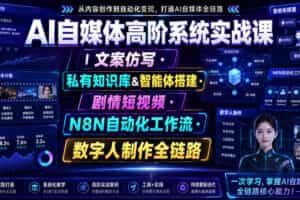 AI自媒体高阶系统实战课｜文案仿写・私有知识库&智能体搭建・剧情短视频・N8N自动化工作流・数字人制作全链路