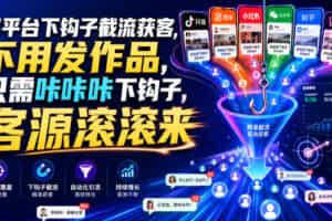 多平台下钩子截流获客，不用发作品，只需咔咔咔下钩子，客源滚滚来