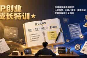 （19567期）IP创业成长特训★自媒体实体通用教学：认知重塑、IP核心模型、赛道拆解、配套实操练习全指南