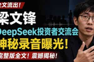 （19570期）全文流出梁文锋DeepSeek投资者交流会神秘录音曝光，感兴趣的抓紧看